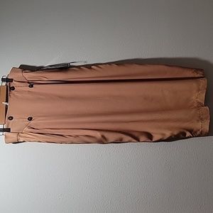 Vintage L 90's Brown High Waist A-line Maxi Skirt Minimalist Coastal Cowgirl NWT